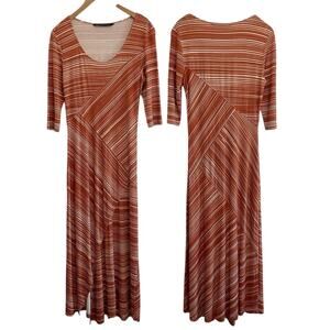 PERUVIAN CONNECTION Stripe Scoop Neck Jersey Knit Circe Maxi Dress Size Medium